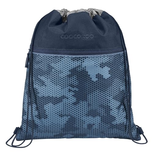 coocazoo Turnbeutel „Geometric Sky”, grau-blau, mit Reißverschlussfach und Kordelzug, reflektierende Elemente, Schlaufen zur Befestigung am Schulrucksack, 10 Liter, ab der 3. Klasse von Coocazoo