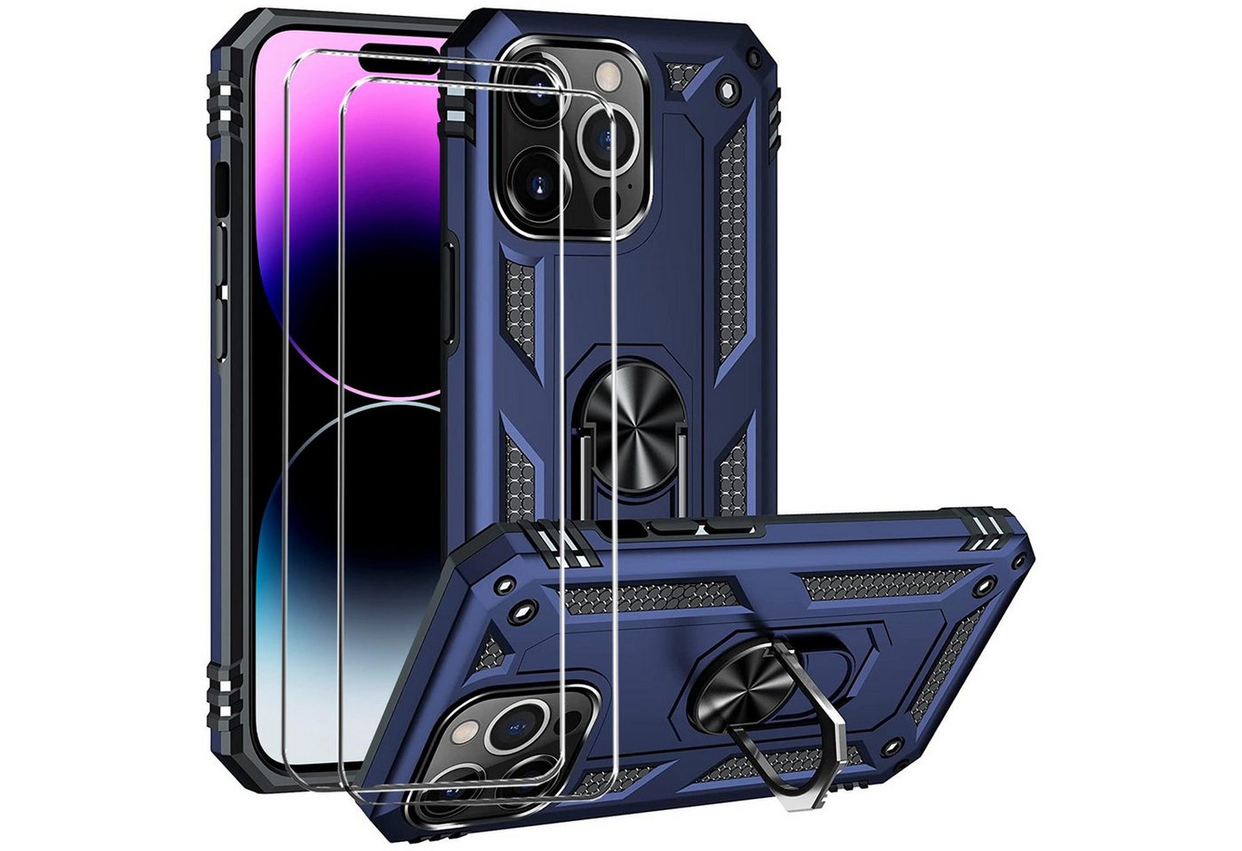 CoolGadget Handyhülle Blau als 2in1 Schutz Cover Set für das Apple iPhone 12 Pro 6,1 Zoll, 2x Glas Display Schutz Folie + 1x TPU Case Hülle für iPhone 12 Pro von CoolGadget