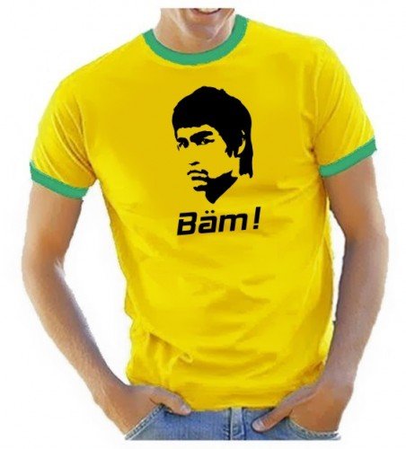 Coole-Fun-T-Shirts BÄM in Your FACE Bruce Lee Ringer gelb Gr.M von Coole-Fun-T-Shirts
