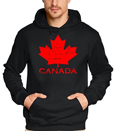 Coole-Fun-T-Shirts Canada Vintage NEU AHORN Kapuzensweater Kanada schwarz-rot GR.XL von Coole-Fun-T-Shirts