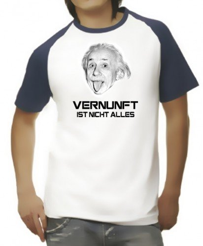 Coole-Fun-T-Shirts EINSTEIN - Vernunft ist nicht alles ! T-Shirt BASEBALL, S von Coole-Fun-T-Shirts