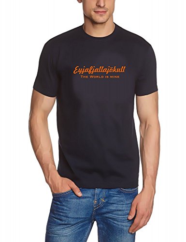 Coole-Fun-T-Shirts Eyjafjallajökull - The World is Mine ! T-Shirt Vulkan Aschewolke - T-Shirt Navy Gr.XXXL von Coole-Fun-T-Shirts