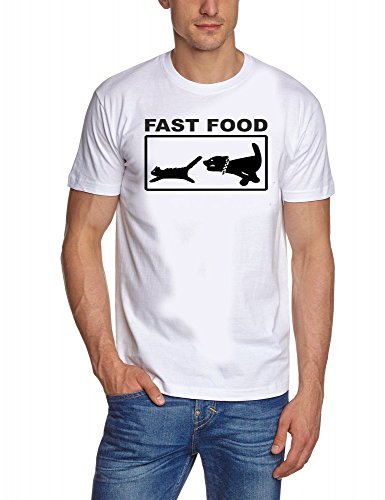 Coole-Fun-T-Shirts Herren Fast Food - T-Shirt Weiss, L von Coole-Fun-T-Shirts