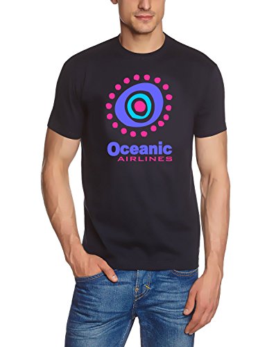 Coole-Fun-T-Shirts Herren Lost Island Oceanic Airlines 3 Farben T-Shirt Navy, XL von Coole-Fun-T-Shirts
