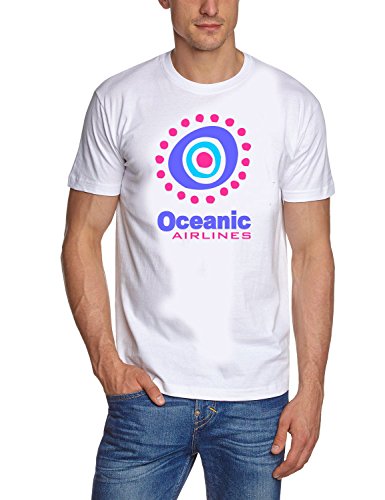 Coole-Fun-T-Shirts Herren Lost Island Oceanic Airlines 3 Farben T-Shirt Weiss, M von Coole-Fun-T-Shirts