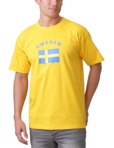 Coole-Fun-T-Shirts Herren SCHWEDEN T-Shirt MIT Flagge, GELB, L von Coole-Fun-T-Shirts