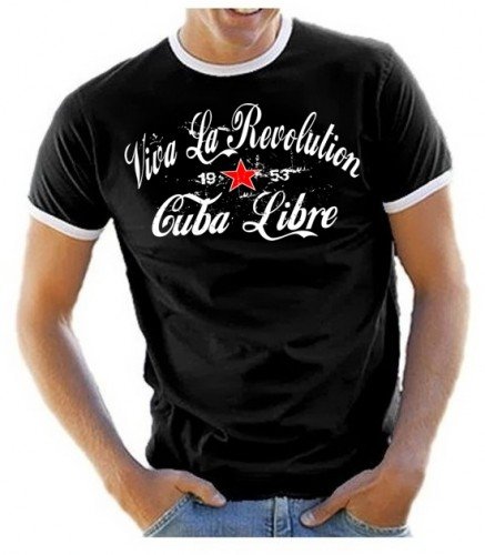 Coole-Fun-T-Shirts Herren Viva LA Revolution - Cuba Libre - Ringer T-Shirt schwarz, L von Coole-Fun-T-Shirts