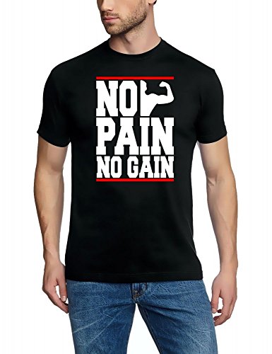 Coole-Fun-T-Shirts NO Pain - NO GAIN ! T-Shirt schwarz-Weiss-rot Gr.L von Coole-Fun-T-Shirts