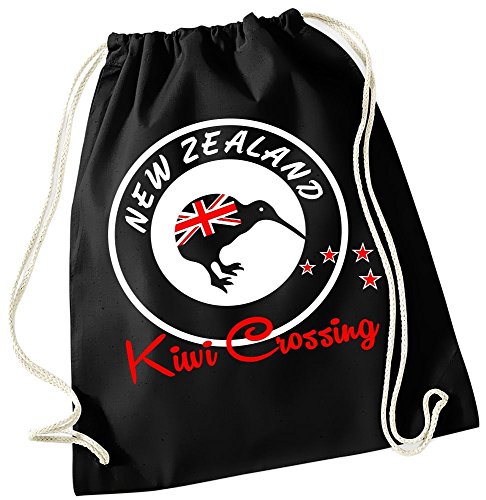 Coole-Fun-T-Shirts New Zealand GYMBAG Kiwi Crossing NEUSEELAND schwarz von Coole-Fun-T-Shirts