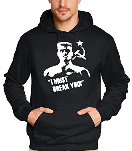 Coole-Fun-T-Shirts Rocky gegen Drago I Must Break You Hoodie Sweatshirt MIT Kapuze schwarz GR.L von Coole-Fun-T-Shirts