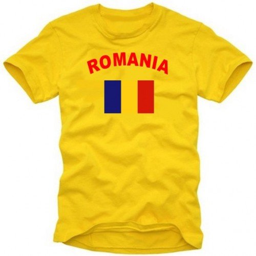 Coole-Fun-T-Shirts Romania - RUMÄNIEN T-Shirt MIT Flagge, GELB, S von Coole-Fun-T-Shirts