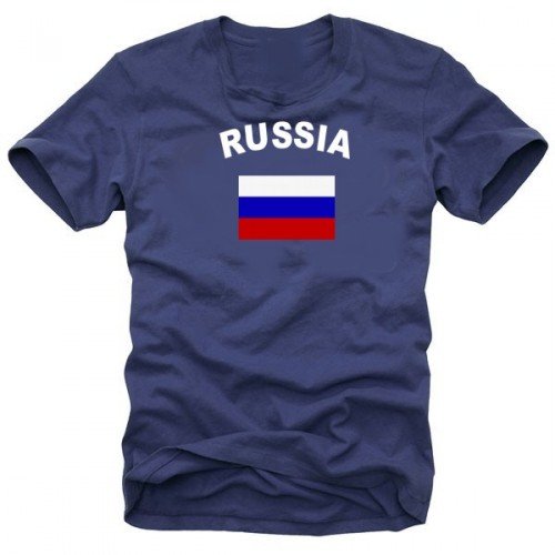 Coole-Fun-T-Shirts Russia - Russland T-Shirt MIT Flagge, DUNKELBLAU, L von Coole-Fun-T-Shirts