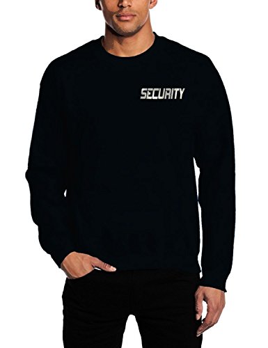 Coole-Fun-T-Shirts Security - Sweatshirt Crewneck - reflektierende Folie schwarz Gr.L von Coole-Fun-T-Shirts