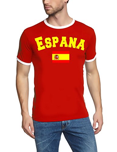 Coole-Fun-T-Shirts Spanien T-Shirt Ringer Rot, Gr.XL von Coole-Fun-T-Shirts
