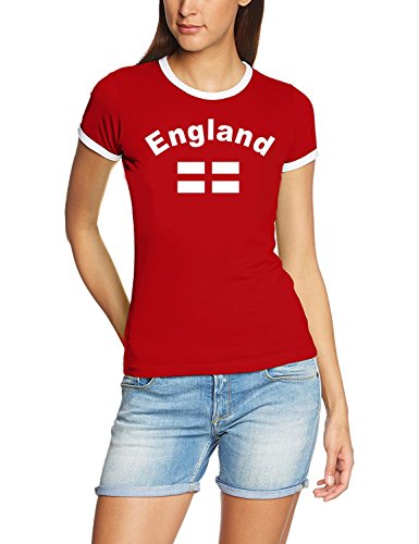 England T-Shirt Damen Rot, Gr.M von Coole-Fun-T-Shirts