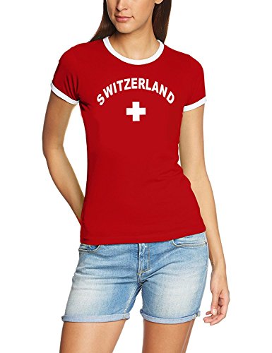 Schweiz T-Shirt Damen Rot, Gr.XL von Coole-Fun-T-Shirts