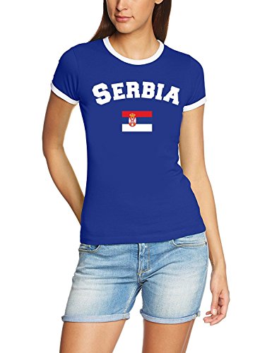 Serbien T-Shirt Damen Weiss-rot, Gr.M von Coole-Fun-T-Shirts