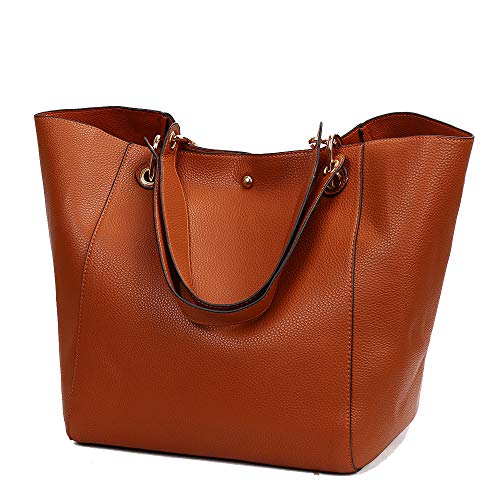 Coolives Damen 2 in 1 Shopper Schultertasche aus PU-Leder Vintage Taschen Hobo Handtasche Elegant Henkeltasche Eimer Tasche für Dame Braun EINWEG von Coolives