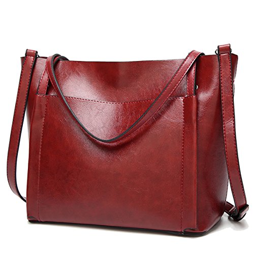 Coolives Damen Groß Shopper Tasche aus PU-Leder mit Schulterriemen Schultertasche Umhängetasche Eimer Handtasche für Frauen Weinrot EINWEG Coolives Damen Groß Shopper Tasche aus PU-Leder mit Schulterriemen Schultertasche Umhängetasche Eimer Handtasche für Frauen Weinrot EINWEG von Coolives
