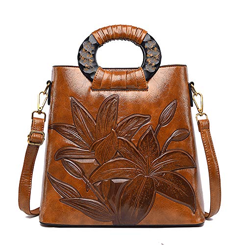 Coolives Damen Handtasche Holz Henkel Henkeltasche Klassische Blumenprägung Umhängetasche Schultertasche Braun EINWEG Coolives Damen Handtasche Holz Henkel Henkeltasche Klassische Blumenprägung Umhängetasche Schultertasche Braun EINWEG von Coolives