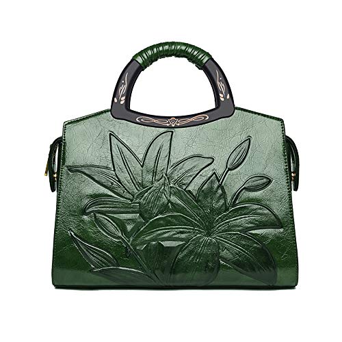 Coolives Damen Handtasche Klassische Blumenprägung Henkeltasche Holz Henkel Umhängetasche Schultertasche Grün EINWEG Coolives Damen Handtasche Klassische Blumenprägung Henkeltasche Holz Henkel Umhängetasche Schultertasche Grün EINWEG von Coolives