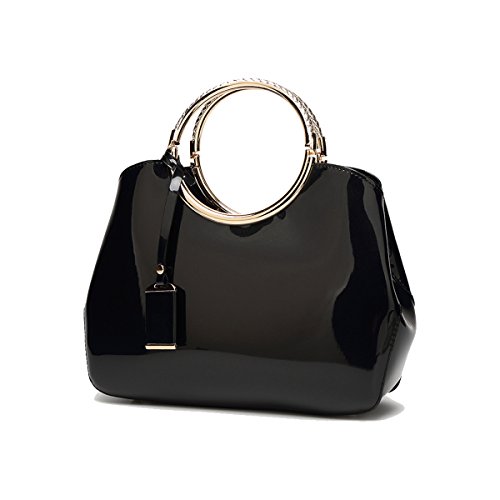 Coolives Damen Handtasche Tasche Henkeltasche aus PU-Lackleder Hochzeitstasche Schultertasche Umhängetasche für die Hochzeit Abend Taschen Schwarz EINWEG Coolives Damen Handtasche Tasche Henkeltasche aus PU-Lackleder Hochzeitstasche Schultertasche Umhängetasche für die Hochzeit Abend Taschen Schwarz EINWEG von Coolives