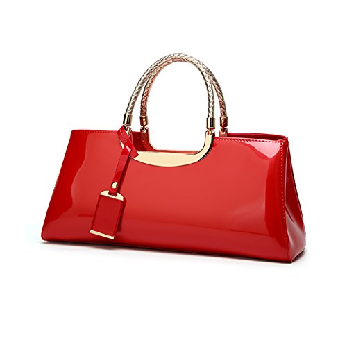 Coolives Damen Handtasche Tasche aus PU-Lackleder Henkeltasche Abendtasche Schultertasche Umhängetasche für die Hochzeit Rot EINWEG Coolives Damen Handtasche Tasche aus PU-Lackleder Henkeltasche Abendtasche Schultertasche Umhängetasche für die Hochzeit Rot EINWEG von Coolives