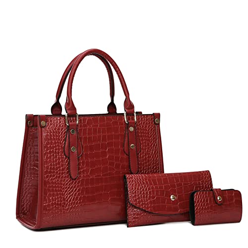 Coolives Damen Handtaschen-Set Damentasche aus PU-Leder mit Krokodilledermuster Henkeltasche Handtasche Tasche Umhängetasche Schultertasche Damenhandtasche Taschen,für Frauen Mutter Rot Coolives Damen Handtaschen-Set Damentasche aus PU-Leder mit Krokodilledermuster Henkeltasche Handtasche Tasche Umhängetasche Schultertasche Damenhandtasche Taschen,für Frauen Mutter Rot von Coolives