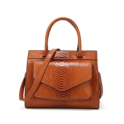 Coolives Damen Henkeltasche mit Schulterriemen aus PU-Lackleder Schlange Textur Schultertasche Umhängetasche Quadrat Handtasche für Frauen Braun EINWEG Coolives Damen Henkeltasche mit Schulterriemen aus PU-Lackleder Schlange Textur Schultertasche Umhängetasche Quadrat Handtasche für Frauen Braun EINWEG von Coolives