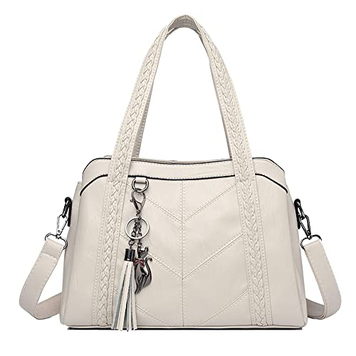 Coolives Damen Hobo Schultertasche Tasche mit Schultergurt Umhängetasche Handtasche aus PU-Leder weiß von Coolives