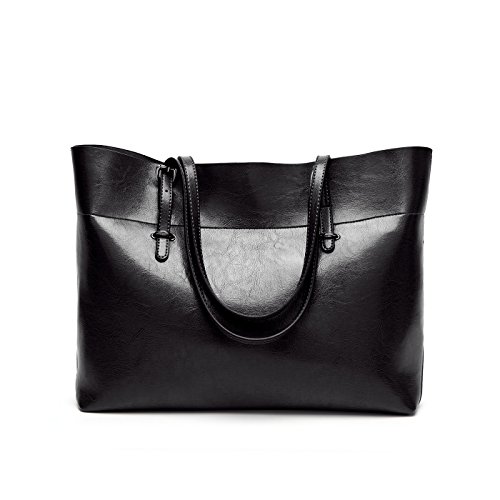 Coolives Damen Shopper Taschen Tote Handtaschen Horizontal Schultertasche Schwarz EINWEG von Coolives