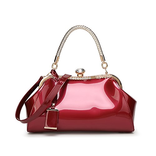 Coolives Damen Tasche Handtasche aus PU-Lackleder Henkeltasche Schultertasche Umhängetasche für die Hochzeit Burgund EINWEG Coolives Damen Tasche Handtasche aus PU-Lackleder Henkeltasche Schultertasche Umhängetasche für die Hochzeit Burgund EINWEG von Coolives