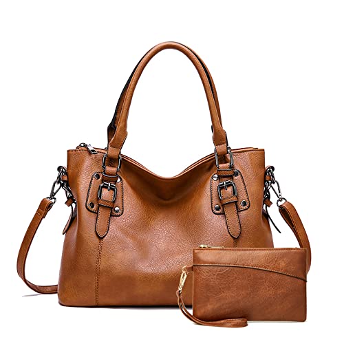Coolives Damenhandtasche Set aus PU-Leder Damen Hobo Handtasche Tasche Vintage Schultertasche Hobo Damentasche Henkeltasche Umhängetasche Retro Taschen für Frauen Mutter Braun Coolives Damenhandtasche Set aus PU-Leder Damen Hobo Handtasche Tasche Vintage Schultertasche Hobo Damentasche Henkeltasche Umhängetasche Retro Taschen für Frauen Mutter Braun von Coolives