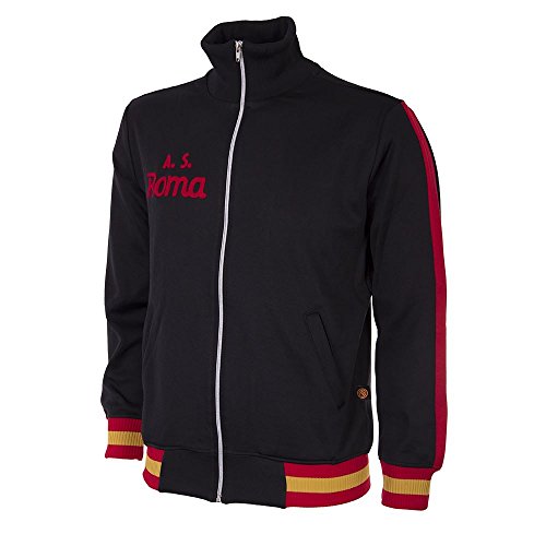 COPA Herren AS Roma 1977-78 Retro Fußball Jacke Retro Fußball Langer Ausschnitt Jacke M Schwarz von AS Roma