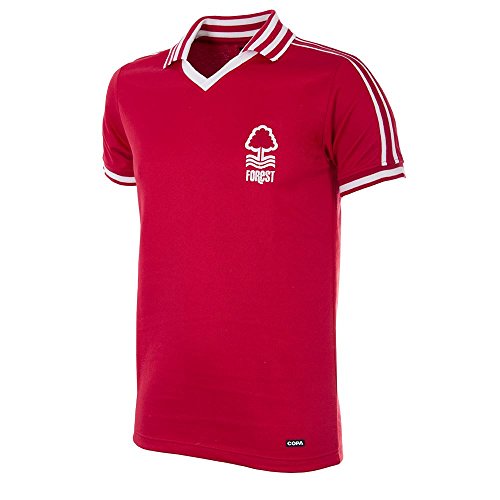 Copa Herren Nottingham Forest 1976–1977 Retro Fußballtrikot Retro Fußballkragen T-Shirt M rot von Copa