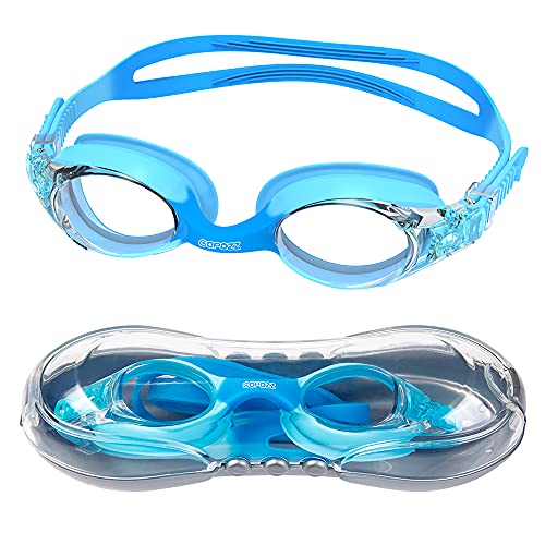 COPOZZ Kinder Schwimmbrille, Swim Schwimmbrillen für Jungen Mädchen Alter von 3 4 5 6 7 8 9 10 11 Jahren, Antibeschlag UV-Schutz Keine Undichte Schwimmbrille mit Spiegel/Klare Linse von COPOZZ