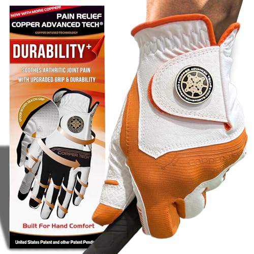 Copper Advanced Tech 2.0 Golfhandschuhe für Rechtshänder oder Linkshänder, Gelenkunterstützung, Kupfer-Kompressionshandschuh, reißfest, langlebig und klebriger Griff für maximale Kontrolle Copper Advanced Tech 2.0 Golfhandschuhe für Rechtshänder oder Linkshänder, Gelenkunterstützung, Kupfer-Kompressionshandschuh, reißfest, langlebig und klebriger Griff für maximale Kontrolle von Copper Tech
