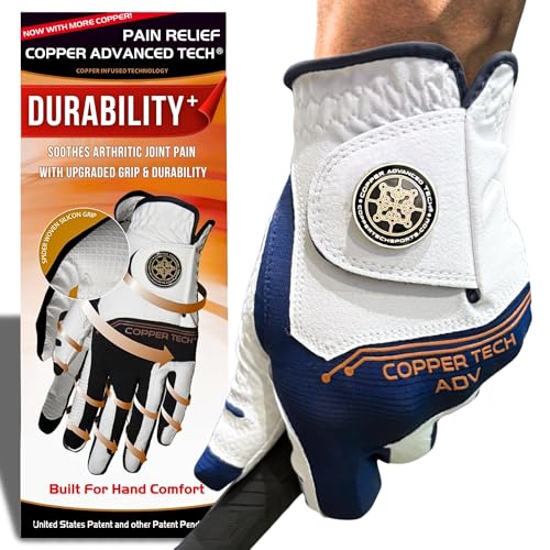 Copper Advanced Tech 2.0 Golfhandschuhe für Rechtshänder oder Linkshänder, Gelenkunterstützung, Kupfer-Kompressionshandschuh, reißfest, langlebig und klebriger Griff für maximale Kontrolle Copper Advanced Tech 2.0 Golfhandschuhe für Rechtshänder oder Linkshänder, Gelenkunterstützung, Kupfer-Kompressionshandschuh, reißfest, langlebig und klebriger Griff für maximale Kontrolle von Copper Tech