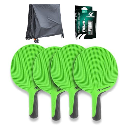 Cornilleau - 4 x Outdoor-Schläger + 1 x Tischhülle Premium Plus + 2 x Tischtennisbälle - Family Pack Outdoor Cornilleau - 4 x Outdoor-Schläger + 1 x Tischhülle Premium Plus + 2 x Tischtennisbälle - Family Pack Outdoor von Cornilleau