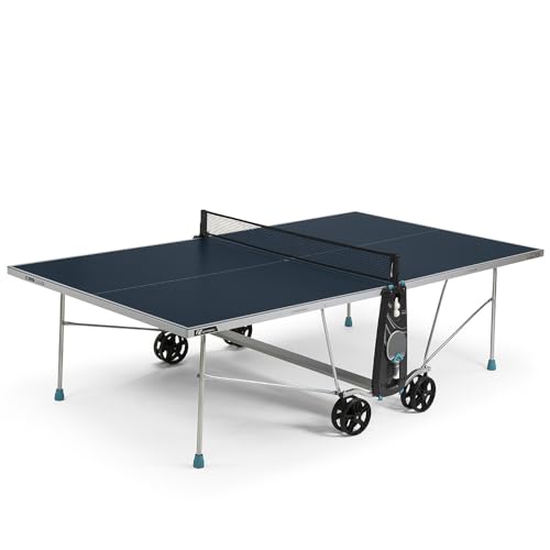 CORNILLEAU 100X Outdoor & Indoor Tischtennisplatte - Klappbar - Wetterfest - 4 mm Melaminharzplatte -Tischtennistisch für draußen - Turniermaße - Blau von Cornilleau