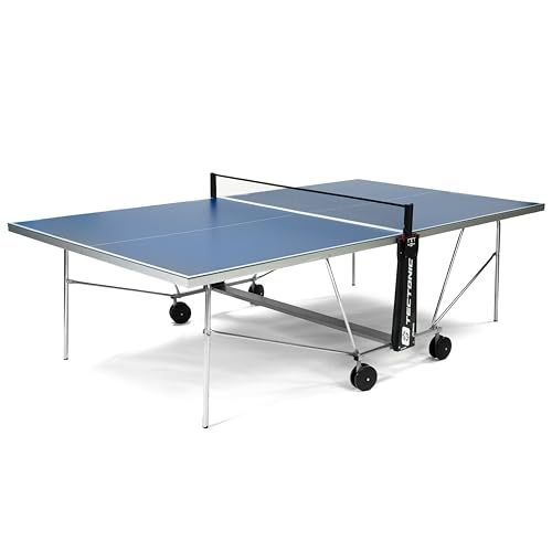 Tectonic - Outdoor Tischtennisplatte - Wetterfest - Klappbar - 4mm Melaminharzplatte - Einzeltraining - Großen Doppelräder - Blau Tectonic - Outdoor Tischtennisplatte - Wetterfest - Klappbar - 4mm Melaminharzplatte - Einzeltraining - Großen Doppelräder - Blau von Tectonic