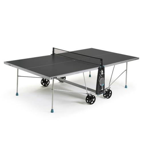 CORNILLEAU 100X Outdoor & Indoor Tischtennisplatte - Klappbar - Wetterfest - 4 mm Melaminharzplatte -Tischtennistisch für draußen - Turniermaße - Grau von Cornilleau