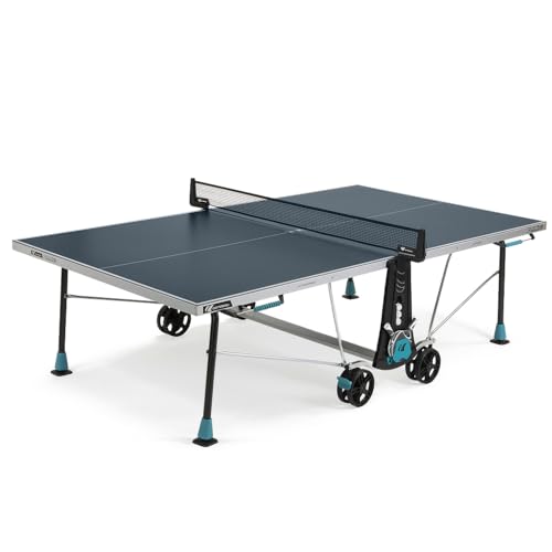 Cornilleau 300x - Outdoor & Indoor Tischtennisplatte - Klappbar - Einfach zu bedienen - 5 mm Melaminharzplatte -Tischtennistisch für draußen - Turniermaße - Blau von Cornilleau