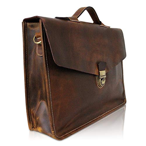 Corno d´Oro Handmade Aktentasche Herren Leder Groß für 15.6 Zoll Laptop I Premium Leichte Umhängetasche Damen Echt Leder I Business Laptoptasche für Notebook Tasche Braun Corno d´Oro Handmade Aktentasche Herren Leder Groß für 15.6 Zoll Laptop I Premium Leichte Umhängetasche Damen Echt Leder I Business Laptoptasche für Notebook Tasche Braun von Corno d´Oro