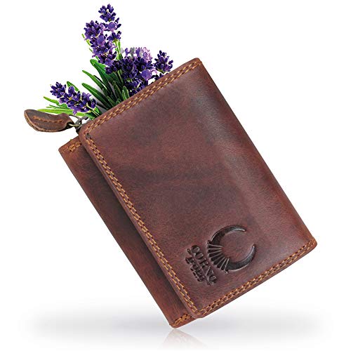 Corno d´Oro Premium Geldbörse Damen Klein Leder mit RFID Schutz I Handmade Mini Geldbeutel mit Reißverschluss Echt Leder Vintage I Portemonnaie Frauen Braun im Geschenkbox Corno d´Oro Premium Geldbörse Damen Klein Leder mit RFID Schutz I Handmade Mini Geldbeutel mit Reißverschluss Echt Leder Vintage I Portemonnaie Frauen Braun im Geschenkbox von Corno d´Oro