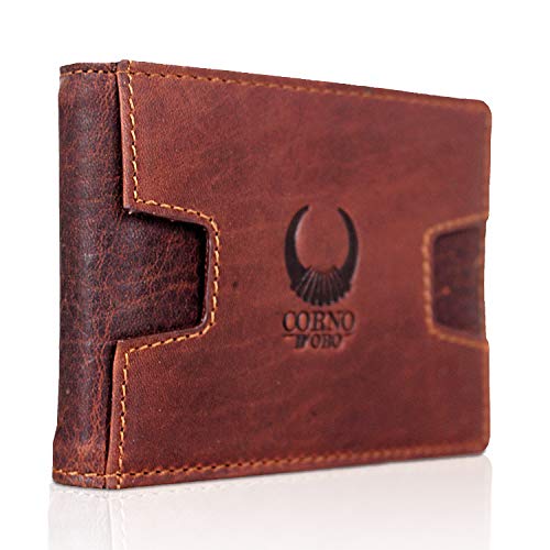 Corno d´ORO Handgefertigte Geldbörse Herren Leder mit Geldklammer I Premium Slim Wallet ohne Münzfach mit RFID Schutz I Kreditkartenetui klein dünn mit Geschenkbox von Corno d´Oro