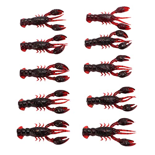 Angelköder, 10 Stück Weicher Angelköder, PVC-Garnele, Künstlicher Weicher Köder, 10 Stück Weicher Angelköder, Crawdad-Köder, Crawdad-Weichköder Zum Barschangeln (Packung mit zehn von Cosiki