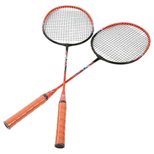 Badmintonschläger, Badmintonschläger-Set mit Aufbewahrungstasche, Rote Ferrolegierung und Nylon, Integrierte Doppel-Badmintonschläger, Sportausrüstung für Anfänger, von Cosiki