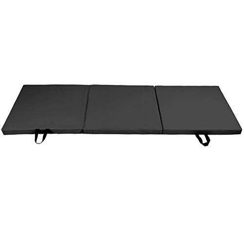 Yogamatte, Trainingsmatte 70,9 X 23,6 X 2,0 Zoll Oxford-Stoff + PE-Sport-Klapp-Gymnastikmatte, Dicke Yogamatte mit Griffgurten für Tanz, Gymnastik, Yogamatte (BLACK) von Cosiki