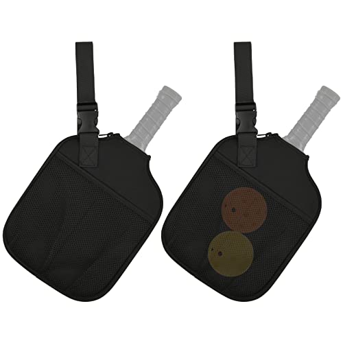 Cosmos Pickleball-Schlägertasche aus Neopren, für Pickleball-Schläger, Pickleball-Tragetasche, mit Ball-Aufbewahrungstasche, passend für 21 cm breite Paddel, Schwarz, 2 Stück von Cosmos